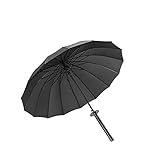 GOGUY Kreativer Regenschirm mit schwarzem langem Handhabter, halbautomatischer Samurai dekorativer Regenschirm, winddes Outdoor-Regenschirm (16 Knochen)