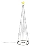 140 LED warm weiß Lichtpyramide mit Leucht-Stern Lichterbaum 240 cm Baum mit Stern Trafo Weihnachtsbaum Weihnachtsdeko Außen Leuchtbaum