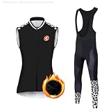 UGLY FROG 24MjNv01 Damen Thermische Fleece Winter Fahrradbekleidung Radsportanzüge Ärmellos Fahrradtrikot Vest + Thermofleecefutter Fahrradhose mit Sitzpolster 20D Gel für Radfahren MTB O