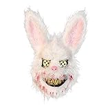 OMMO LEBEINDR 1pc Halloween-Maske Scary Blutigen Kaninchen Creepy Tierkopf-Maske Spooky Plüsch-Kaninchen-Maske Halloween-kostüm-Party Zubehör Für Mann Und Frauen (Kaninchen)