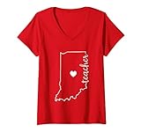 Damen Lehrer Rot Für Ed Indiana Öffentliche Bildung T-Shirt mit V-Ausschnitt