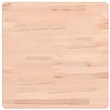 vidaXL Tischplatte, Quadratisch Holzplatte mit 4 abgerundeten Ecken, Holztischplatte Ersatzplatte für Couchtisch, Massivholztischplatte Platte, 50x50x1,5 cm Massivholz Buche