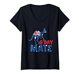 Damen G'Day Mate Kangaroo Australia Day Australisches Australien T-Shirt mit V-Ausschnitt