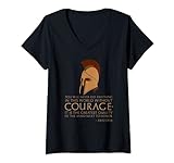 Damen Antike griechische Philosophie – Aristoteles Zitat auf Mut T-Shirt mit V-Ausschnitt