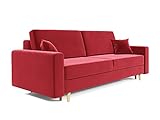 ALTDECOR Wohnzimmer Couch mit Schlaffunktion mit DL-Automatik, Polstercouch rückenecht gepolstert, ideal als Gästebett - 236x95x87 cm Rot