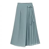 Damen-Falten-Chiffon-Hose, große Größe, elastische Taille, Freizeithose, Hosenrock, Business-Casual-Kleidung für Frauen, Übergröße, blau, XL
