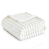 BEDSURE Kuscheldecke Flauschig Decke Fleecedecke – Weiche Warme Grobe Korddecke Gemütlicher Überwurf Für Bett und Couch, Wollweiß, 130 x 170