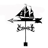 lzdasczz Wetterfahnen Segelboot Silhouette Dachmontage Wetterfahne Messwerkzeuge Segelboot Skulpturen Edelstahl Windrichtungsanzeige Wetterhahn