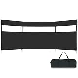 REDCAMP Windschutz für Camping, Heavy Duty Strand Sichtschutz mit Sichtfenster Stahlstangen Heringen Seilen, Outdoor Caravan Privacy Shield für Garten BBQ Picknick Lagerfeuer Holzkohlegrills, Schw
