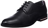 Tommy Hilfiger Herren Derby Schuh Corporate Leather Shoe aus Leder, Schwarz (Black), 44 EU
