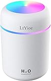 LtYioe Luftbefeuchter, Persönlicher Desktop Mini Luftbefeuchter mit Bunter Cooler Nachtlichtfunktion, Automatische Abschaltung und Super leise für Auto, Büro, Schlafzimmer (Weiß)