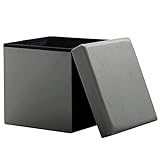 Zedelmaier Sitzhocker Sitzwürfel mit Stauraum Fußbank Truhen Aufbewahrungsbox faltbar belastbar bis 300 kg, Deckel abnehmbar, 38 x 38 x 38 cm (Grau)
