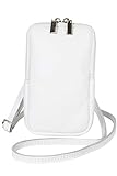 AmbraModa GLX17 - Umhängetasche, Handytasche, Echtleder Tasche mit abnehmbarem und verstellbarem Schultergurt, geeignet für Handy bis zu 6,5 Zoll. (Weiß)