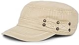 styleBREAKER Military Cap im Washed Destroyed Used Look, Vintage, Risse und Löcher, verstellbar, Unisex 04023011, Farbe:Beige