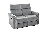 lifestyle4living Sofa mit Relaxfunktion in Grau, 2-Sitzer Relaxsofa, Vintage, Velour-Stoff/Federkern-Polsterung | Gemütliche Relax-Couch in modernem Design