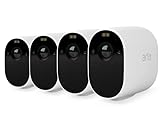 Arlo Essential Spotlight 4 Kameras WLAN Überwachungskamera aussen, kabellos, 1080p, Farbnachtsicht, Bewegungsmelder, 2-Wege Audio, kein Hub benötigt, mit Arlo Secure Testzeitraum, Weiß, VMC2430