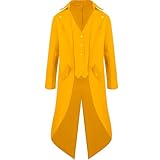 Foweknow Herren Mittelalter Renaissance Retro Uniform Einfarbig Steampunk Gehrock Stehkragen Mantel Mittelalter Kostüm Herren Lang Höfischer Stil Halloween Kostüm Bühnenshow Verkleidung