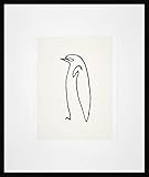 nielsen HOME Bild mit Rahmen 50x60 cm (hoch) - Picasso Le Pinguin I der Pinguin - Kunstdruck - Holzrahmen Schwarz - Premium Poster gerahmt made in Germany