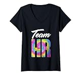 Damen Team HR Vintage Human Resource Management für einen HR Officer T-Shirt mit V