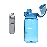 Nalgene Trinkflasche On The Fly 0.65 L Grau & Kinder Kunststoffflasche Everyday OTF Kids Wasserflasche, blau, 0.375 Liter