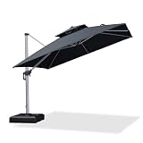 PURPLE LEAF Sonnenschirm Balkon 300 x 300 cm Ampelschirm Drehbar Marktschirm Groß 360° Rotation, Gartenschirm mit Kurbel, XXL Sonnenschutz UV50+, G