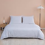 Simple&Opulence 2 Teilig Bettwäsche Set 55% Leinen 45% Baumwolle,Weiche Atmungsaktiver Bettbezug mit 1 Kissenbezug 80x80 cm, 135x200cm, Weiß