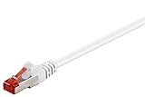 Goobay 92760 CAT 6 Kabel Lan Netzwerkkabel für Gigabit Ethernet S-FTP doppelt geschirmtes Patchkabel mit RJ45 Stecker, 3m, Weiß