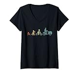 Damen Lastenfahrrad Lastenrad Evolution Vintage Fahrradkurier T-Shirt mit V-Ausschnitt