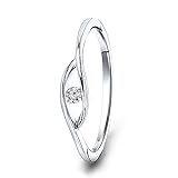 Miore Schmuck Damen 0.05 Ct Solitär Diamant Verlobungsring Ring aus Weißgold 9 Karat / 375 Gold