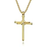 ARHZ Edelstahl Halskette für Herren mit Anhänger [Cross] - Mit Schmuckschachtel - Geschenkidee für männer (C)