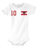 Kinder Baby Strampler Shirt Österreich mit Wunschname + Nummer - Rot 6-12 Monate
