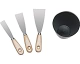 Spachtel-Set 3-tlg. Malerspachtel 25mm, 40mm, 60mm, Gipsbecher hoch, 12 cm Ø