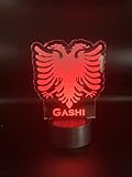 Albanien Flagge Adler Geschenke albanische Fahne mit Namen Gravur LED Lampe