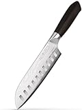 Hannah's Homebrand® Santoku Messer & Sushi Messer - verblüffend scharfes Küchenmesser 18 cm Klinge - 100% Ebenholz - Damastoptik