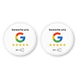 Google NFC Bewertungs-Sticker – 2er Set, 3 cm Ø für Smartphone, Rechnungsmappe, Google Bewertung direkt am Kunden sammeln, mehr Google Rezensionen - für Dienstleister, Restaurants, Selbständig