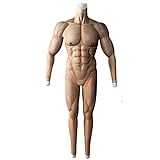 LUCKFY Männliche Brust Silikon Muskelanzug - Simulation Haut Falscher Muskeln - Ganzkörperkörper künstliche gefälschte Muskel Bauchkörper für Cosplay Masquerade-Kostüm,Weiß