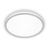 BRILONER - EEK A LED Deckenlampe Effizient mit 8,5W bei 1800lm, ca. 50.000h Licht, indirektes Licht, Lampe, Deckenleuchte, Wohnzimmerlampe, LED Panel, Küchenlampe, 33x6 cm, Chrom-M