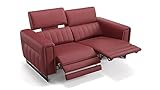 Sofanella Funktionssofa Leder 2-Sitzer LESINA Rot 89 x 172 x 101