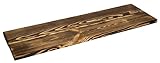 Grosse geflammte Holzplanke Holzbohle 100 x 14,5 x 3cm Deko-Bastel-Holz aus Nadelholz Schnittholz Holzbrett Kistenbrett (Geflammt, 2er Set)