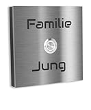 Jung Edelstahl Design Türklingel Bochum - Klingel V2A Edelstahl - incl. Gravur - LED Taster wählbar - Aufputz/Unterputztürklingel (Edelstahl, 10x10 cm)