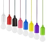Liummrcy Ziehen Sie Kabelbirne Licht, Ziehen Sie Kabel Glühbirnenbatteriebetriebslampe LED Hanging Lampe am Seil 8pcs-Multicoloured Mini-Kugelbirnen (Keine Batterie)