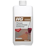 HG Fliesen Zementreste Entferner, entfernt hartnäckige Zementreste und Mörtelrückstände von Keramikfliesen, Steinplatten und nicht kalkhaltigen Natursteinsorten, wie z.B. Granit - 1 L