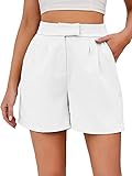 Famulily Frauen Casual High Rise Bussiness Büro Shorts Plissee Strand Sommer Anzug Shorts Weiß L