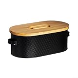 Hasaller Brotbox Brotkasten Vintage Brotbox Oval Brotbox Eisen Vorratsdose Metall Schwarz Brotbox Brotbox mit Schneidebrett Leinen Brottasche Brotkasten Klein Brotaufbewahrung