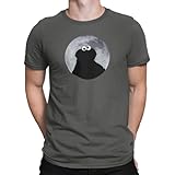 Sesamstrasse Cookie Monster in Mondlicht Herren T-Shirt Grau, Gr: L