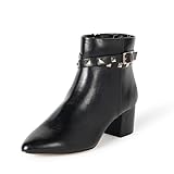 The Drop Damen Jessi Stiefel mit Blockabsatz und seitlichem Reißverschluss, Schwarz mit Nieten, 38.5