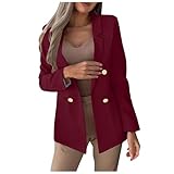 Blazer Damen Elegant Revers Petite Anzug Langarm Arbritsjacke Button Down Anzugjacke Einfarbig Geschäft Büro Jacke Schlanke Passform Blazerjacke Einfachheit Bürojacke Sakko für Arbeits M