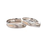 CRYPIN 925 Sterling Silber minimalistisch gebürstet Gypsophila Paar Ring Verlobung Hochzeit Öffnung verstellbar Paar Ring Licht Luxus Gedenkgeschenk