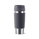 Emsa N20115 Travel Mug Easy Twist Thermobecher, 0,36 L, Deckel mit einfachen Öffnen/Schließ System,Edelstahl-Isolierbecher, 4h heiß/8h kalt,100 % dicht,360°-Trinköffnung, Anthrazit, 1 Stück (1er Pack)