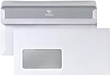 Briefumschlag DIN lang 10 Stück, selbstklebender Briefumschlag mit Fenster, weiße Briefumschläge mit grauem Innendruck für Sichtschutz, 110 x 220 mm, 75g/m²